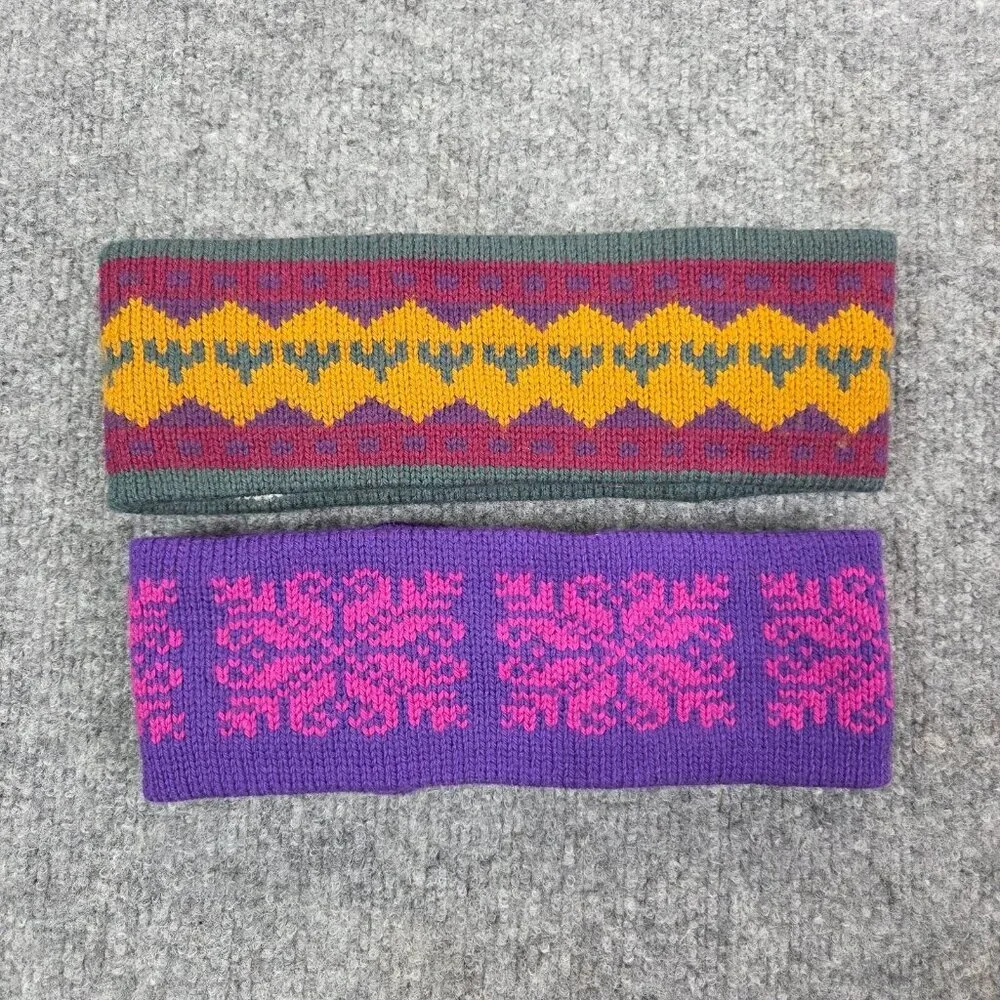 2 Handmade 100% Wool Women's‎ Headband by Mountain Ladies & Ewe USA Fair Isle